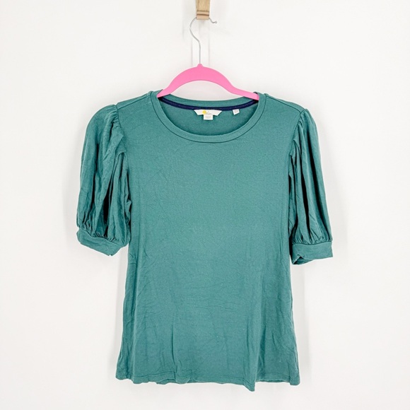 Boden Green Puff Sleeve Ruched Blouse - Picture 1 of 4